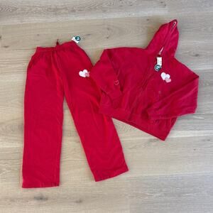 Aeropostale Matching Sweatsuit Set Cloud Soft Heart Patch Size XS in Red White